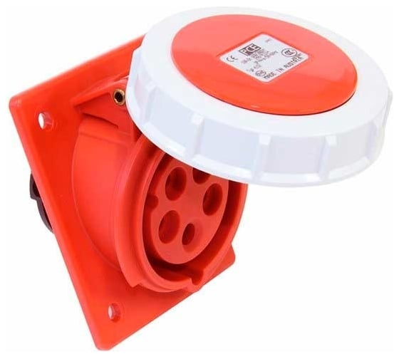 Встраиваемая наклонная розетка PCE 16а/400v/3p+e/ip67, фланец 92x100 4142-6