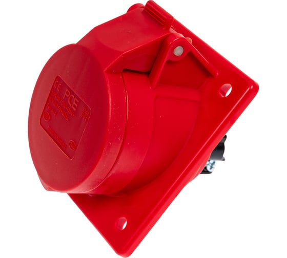 Встраиваемая наклонная розетка PCE 16а/380v/3p+e/ip44, фланец 70x85 414-6