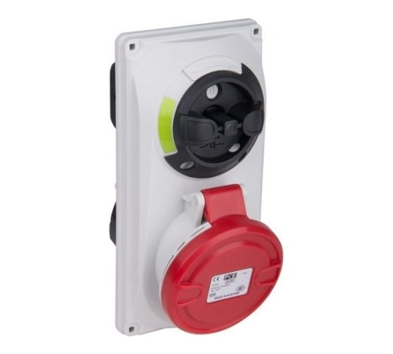 Встраиваемая розетка PCE 16а/380v/3p+e/ip44, с выключателем и блокировкой 6014-6 1