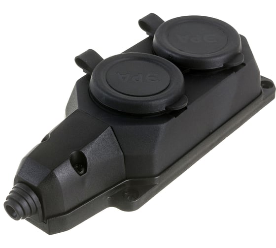 Каучуковая колодка ЭРА K-2e-B-IP44 с заземлением 2гнезда 16A IP44 черная Б0044544