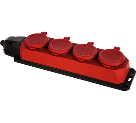 Каучуковая колодка ЭРА K4eREDIP44 с заземлением 4гнезда 16A IP44 красная Б0044553