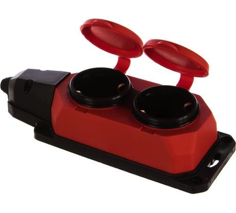 Каучуковая колодка ЭРА K2eREDIP44 с заземлением 2гнезда 16A IP44 красная Б0044551