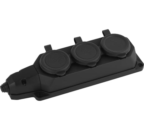 Каучуковая колодка ЭРА K-3e-B-IP44 с заземлением 3гнезда 16A IP44 черная Б0044545