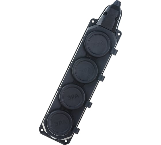 Каучуковая колодка ЭРА K-4e-B-IP44 с заземлением 4гнезда 16A IP44 черная Б0044546