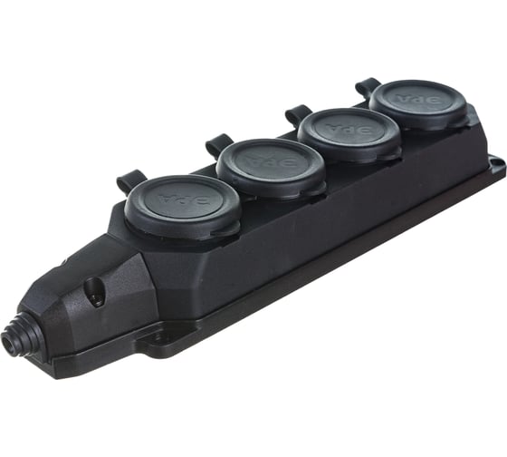 Каучуковая колодка ЭРА K-4e-B-IP44 с заземлением 4гнезда 16A IP44 черная Б0044546