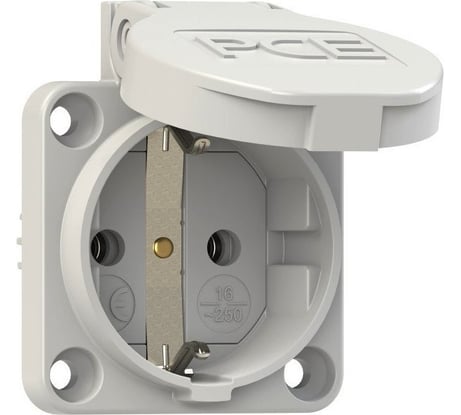 Встраиваемая розетка PCE с/з 16a/250v/2p+e/ip54 подключение сзади 50x50 серая 105-0g
