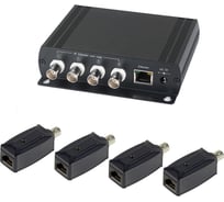 Комплект для передачи Ethernet от 4-х устройств по коаксиальному кабелю до 200 м SC&T IP01K  (IP0 1(4 шт.) + IP01H (1 шт.) sct0480