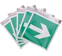 Наклейка эвакуационный знак "Направляющая стрелка" REXANT с хедером; 200x200 мм (5шт\упак) 56-0030-3