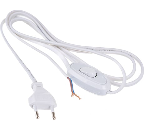 Шнур с плоской вилкой и проходным выключателем Smartbuy 1,7 метра белый ШВВП 2х0,75 SBE-06-P05-w