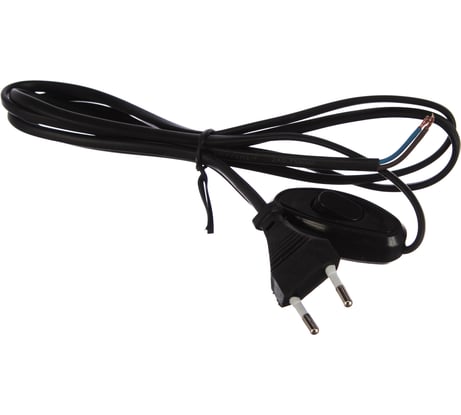Шнур с плоской вилкой и проходным выключателем Smartbuy 1,7 метра черный ШВВП 2х0,75 SBE-06-P05-b