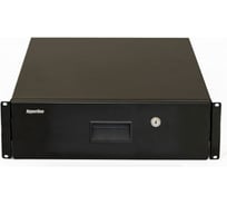 Полка (ящик) для документов с замком Hyperline TDR3-3U-360-RAL9004 3U, 133x483x360мм (ВхШхГ), цвет черный (RAL 9004) 499190