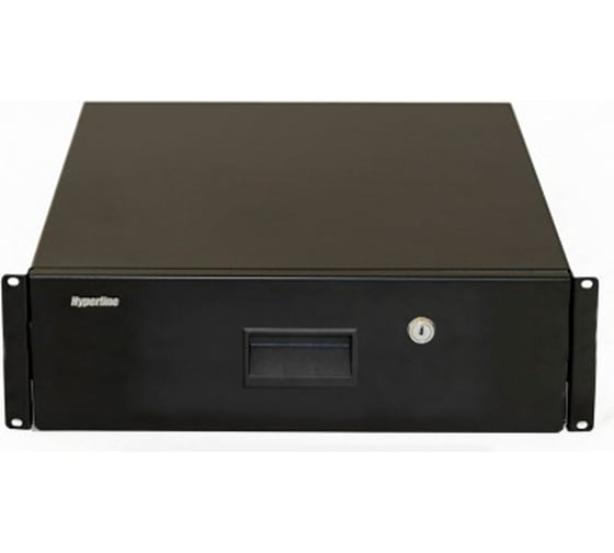 Полка (ящик) для документов с замком Hyperline TDR3-3U-360-RAL9004 3U, 133x483x360мм (ВхШхГ), цвет черный (RAL 9004) 499190 1