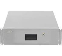 Полка (ящик) для документов с замком Hyperline TDR3-3U-460-RAL7035 3U, 133x483x460мм (ВхШхГ), цвет серый (RAL 7035) 495789