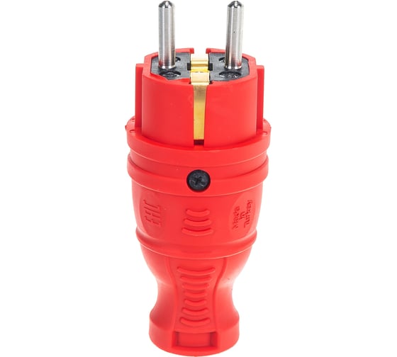 Каучуковая вилка ЭРА V8REDIP44 з/з, прямая, 16A, IP44, красная Б0044547