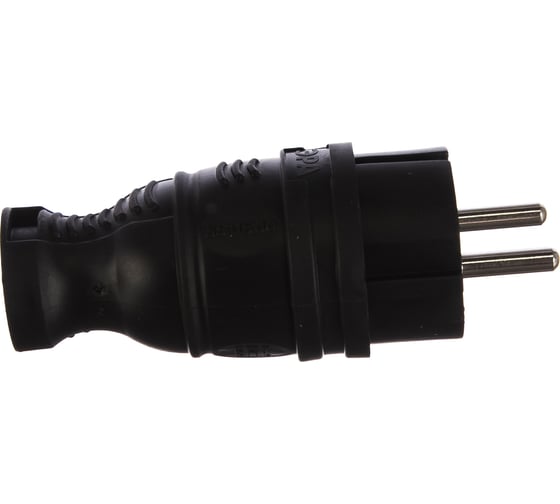 Каучуковая вилка ЭРА V8-B-IP44 с заземлением прямая 16A, IP44, черная Б0044540