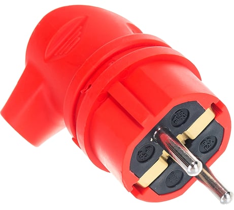 Каучуковая вилка ЭРА V9REDIP44 с/з, 90 градусов, с кольцом, 16A, IP44, красная Б0044549