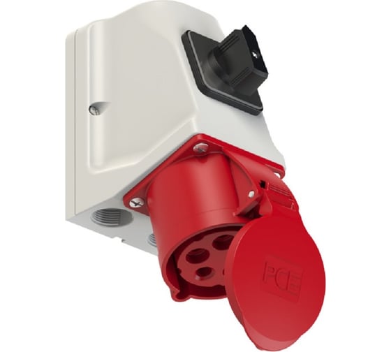 Настенная розетка PCE 32а 380v 3p+n+e ip44 с выключателем 75925-6