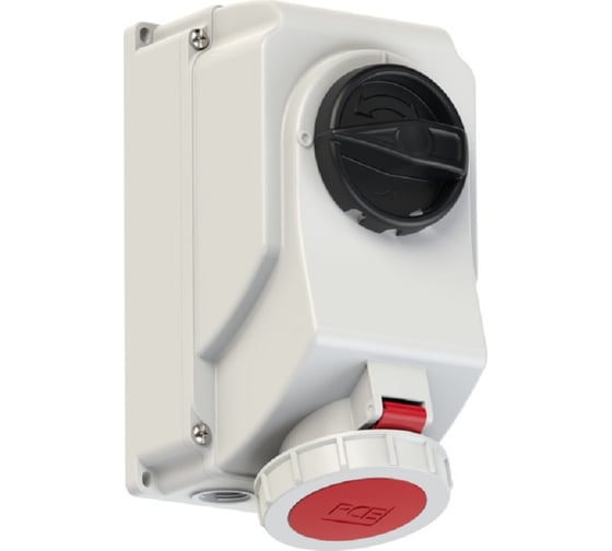 Настенная розетка PCE 32а 380v 3p+n+e ip67, с выключателем и блокировкой 75252-6 1