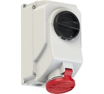 Настенная розетка PCE 32а 380v 3p+e ip44, с выключателем и блокировкой 7524-6