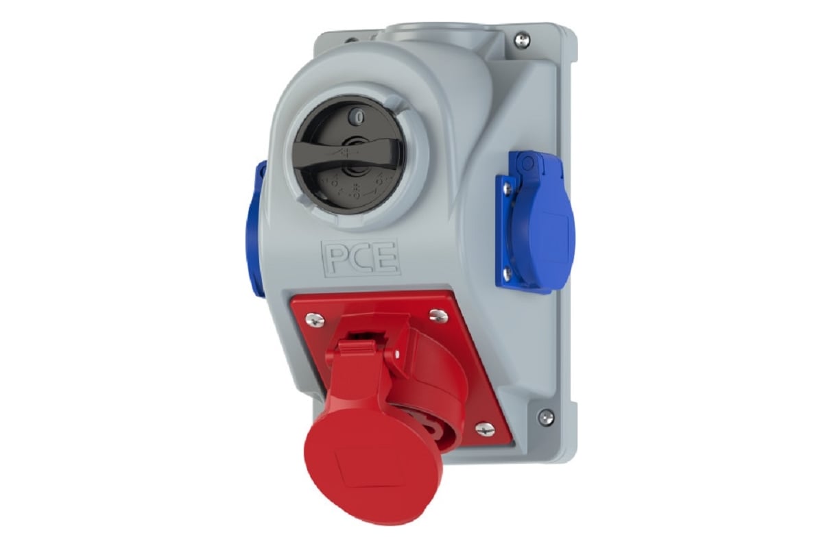 Комбинированная настенная розетка с выключателем PCE 16а 5п ip44 2gs ...