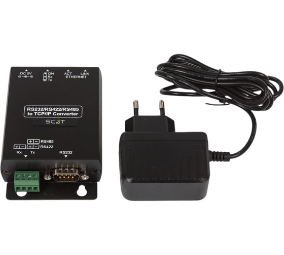 Преобразователь интерфейса SC&T RS007 RS485/RS422/RS232 в Ethernet обеспечивает подключение к сети устройств с указанными интерфейсами и передачу по Ethernet сигналов управления sct1277