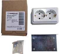 Двойная розетка TEHNOPLAST с держателем для ит, арктическая белая, 16a, 250v 8761