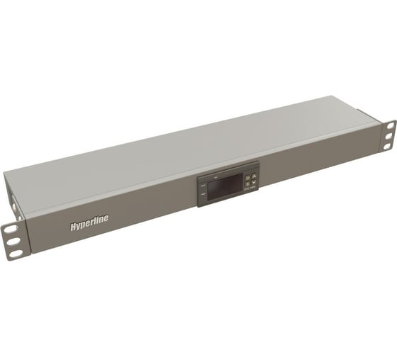 Микропроцессорная контрольная панель Hyperline TMP-230V/2w-RAL7035 1U, для всех шкафов 19'', подключение до двух устройств, датчик температуры, кабель питания, цвет серый (RAL 7035) 517048