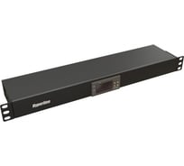 Микропроцессорная контрольная панель Hyperline TMP-230V/2w-RAL9004 1U, для всех шкафов 19'', подключение до двух устройств, датчик температуры, кабель питания, цвет черный (RAL 9004) 517045