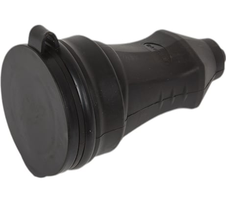 Переносная влагозащищенная розетка с крышкой AGIS с/з, 16а, ip44 каучук, черная МК103