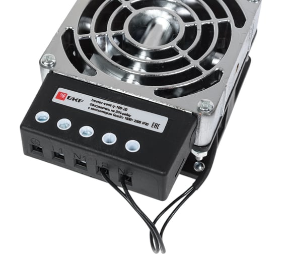 Обогреватель EKF на DIN-рейку, с вентилятором, 100Вт, 230В, IP20, Quadro, PROxima heater-vent-q-100-20