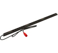 Вертикальный блок розеток Hyperline SHE-18SH-A-3PVR 18 розеток Schuko, амперметр, кабель питания 3м (5x6.0мм2) с вилкой IEC 60309 16А (3P+N+E), 380В, корпус алюминий, черный 455567