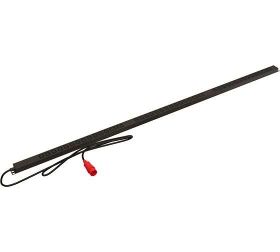 Вертикальный блок розеток Hyperline SHE-36IEC-6BIEC-3PVR 36 розеток IEC320 C13, 6 розеток IEC320 C19, кабель питания 3м (5x2.5мм2) с вилкой IEC 60309 16А (3P+N+E), 380В, корпус алюминий, черный 455544