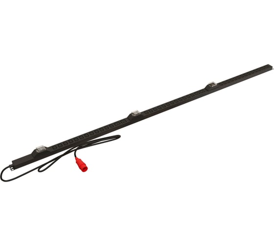 Вертикальный блок розеток Hyperline SHE-36IEC-6BIEC-3B-2.5PVR 36 розеток IEC320 C13, 6 розеток IEC320 C19, 3 автоматических выключателя, кабель питания 2.5м (5x4.0мм2) с вилкой IEC 60309 16А (3P+N+E), 380В, корпус алюминий, черный 458431 1
