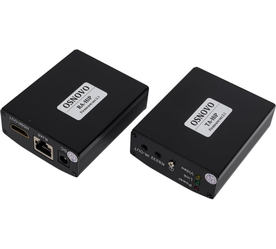 Комплект для передачи HDMI OSNOVO TA-HiP+RA-HiP ИК управления и питания по кабелю витой пары (HDBaseT). sct1466