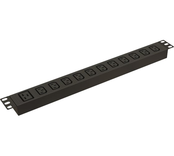 Блок розеток Hyperline SHE19-11IEC-AIEC для 19" шкафов, горизонтальный, 11 розеток IEC 320 C13, без кабеля питания, входной разъем IEC 320 C20 16A, 250В,482.6x44.4x44.4мм (ШхГхВ), корпус алюминий, черный 483954 1