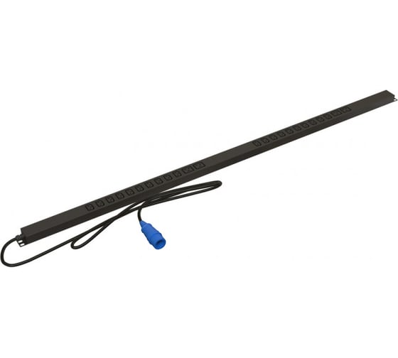 Блок розеток Hyperline SHE-20IEC-4BIEC-16-3PVB, вертикальный, 20 розеток IEC320 C13, 4 розетки IEC320 C19, кабель питания 3м с вилкой IEC 60309 16A (2P+E), 250В, корпус алюминий, черный 487745 1