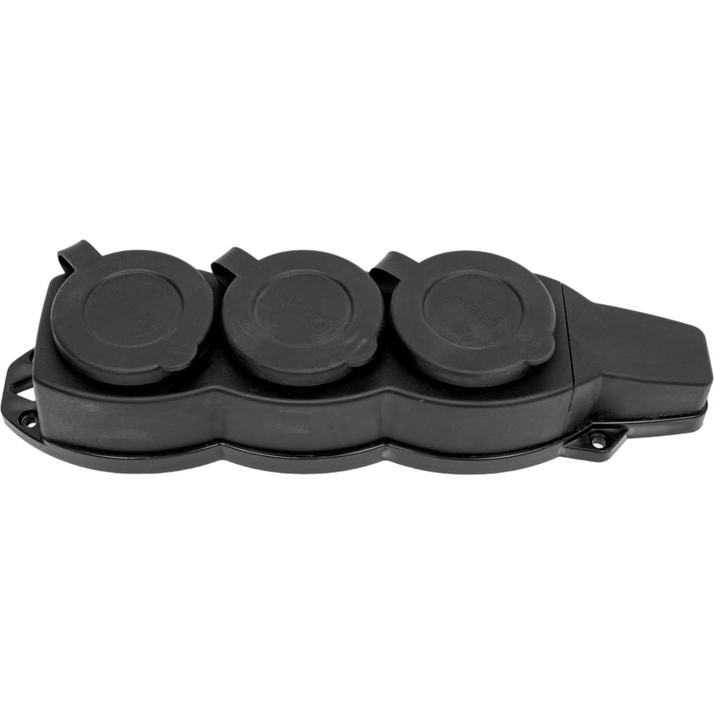 Трехместная каучуковаярозетка с защитными крышками EKF 230В, 2P+PE, 16A ...