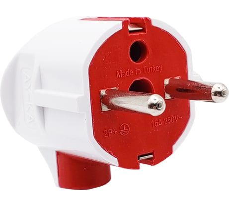 Вилка AY-KA 16А 250В с/з угловая ФРАНЦ. тип, белый 7711201