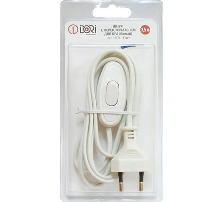 Шнур для бра DORI с переключателем 3,5м, белый 15774