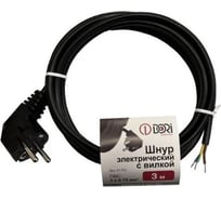 Шнур ПВС DORI 3x0,75 с вилкой черный 3м 41702