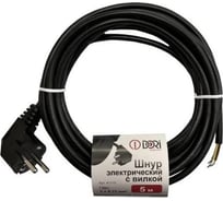 Шнур ПВС DORI 3x0,75 с вилкой черный 5м 41719