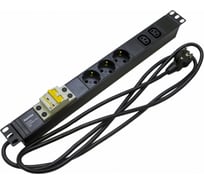 Блок розеток Hyperline SHE19-3SH-2IEC-B-2.5EU для 19 шкафов, горизонтальный 397015