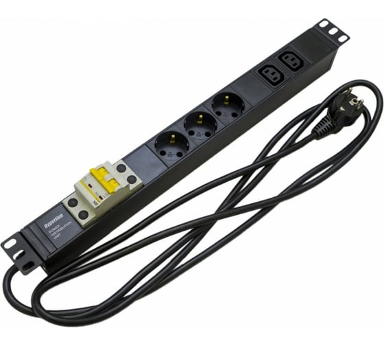 Блок розеток Hyperline SHE19-3SH-2IEC-B-2.5EU для 19 шкафов, горизонтальный 397015