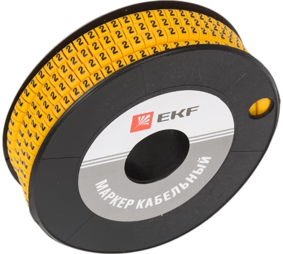 Кабельный маркер EKF 2.5кв.мм, 2, 1000ед, ЕС-1 plc-KM-2.5-2