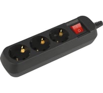 Колодка ЭРА kx3esb 3 розетки с заземлением, с выключателем, черная Б0061723