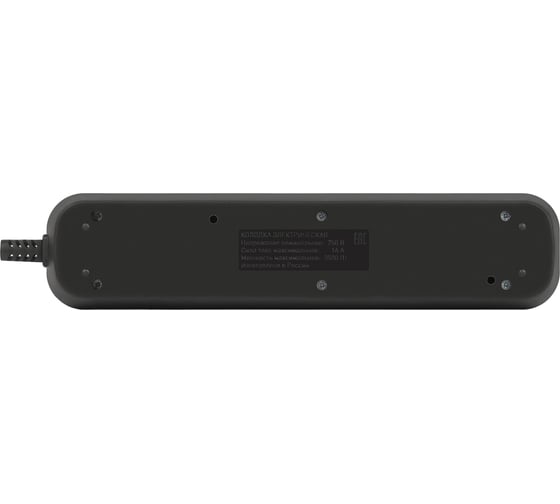 Колодка ЭРА kx4esb 4 розетки с зазeмлением, с выключателем, черная Б0061734