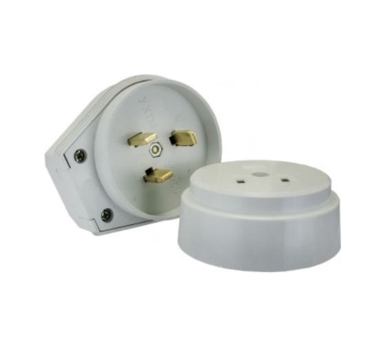 Пластиковый разъем EKF РШ-ВШ 32А 250В 2P+PE ОУ белый AS-250-O-01 1