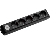 Колодка Panasonic X-TENDIA 54978 5гн с/з с выключателем, черная WLTA0450-2BL-RES