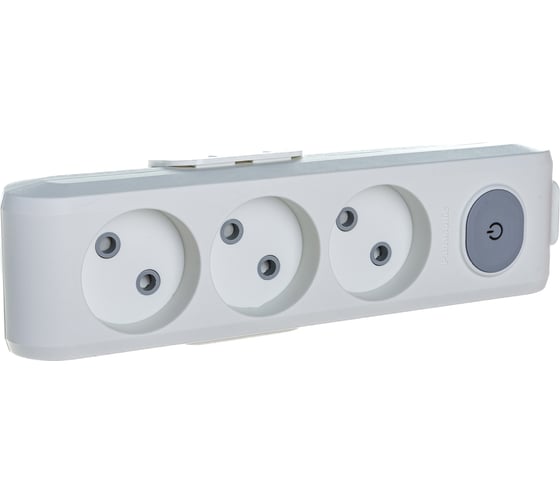 Колодка Panasonic X-TENDIA 54993 3гн б/з с выключателем, белая WLTA0230-2WH-RES
