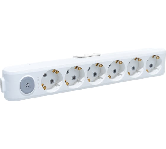 Колодка Panasonic X-TENDIA 54975 6гн с/з с выключателем, белая WLTA0460-2WH 1